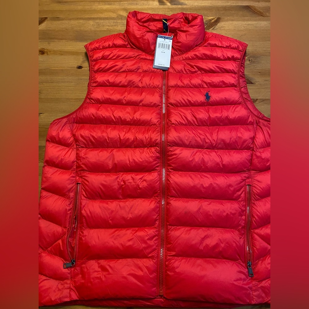 NWT Polo Ralph Lauren Men's Packable Red Puffer Vest- Medium